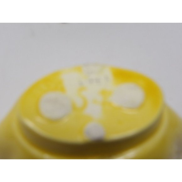 Vintage MCM Mid-Century Modern Yellow Splatter Glaze Vase Planter on Brass Stand - Picture 7 of 10